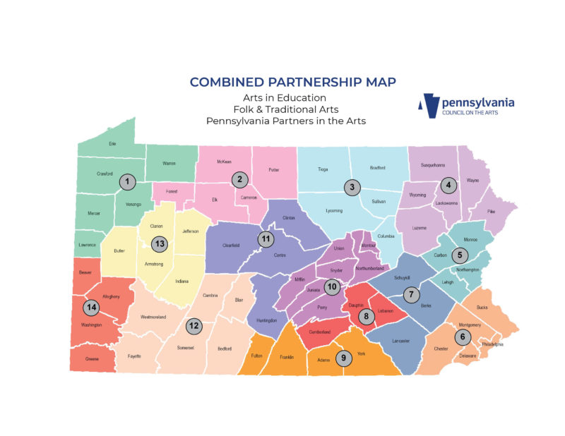 PCA Folk & Traditional Arts Partnership map