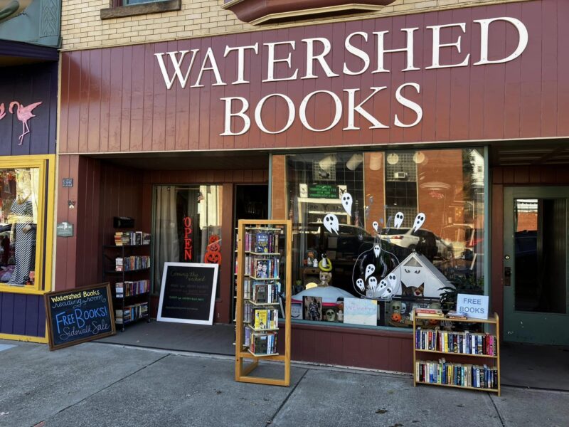 Outside façade of th Watershed Books building.